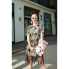 TE9297YBF Fashion sexy print round neck tassel dress