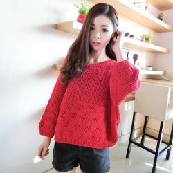 TE9322YJZJ Peppy style hollow out sweet pullover sweater