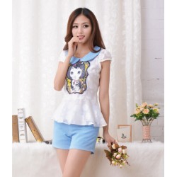 TE933NS New style slim transparent print tops with elegant shorts