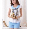 TE933NS New style slim transparent print tops with elegant shorts