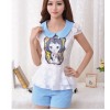 TE933NS New style slim transparent print tops with elegant shorts