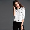 TE945NS Europe fashion grenadine embroidery three quarter sleeve tops