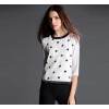 TE945NS Europe fashion grenadine embroidery three quarter sleeve tops