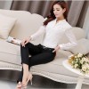 TE6682SOLO Korean fashion lace splicing long sleeve chiffon blouse