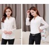 TE6682SOLO Korean fashion lace splicing long sleeve chiffon blouse