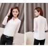 TE6682SOLO Korean fashion lace splicing long sleeve chiffon blouse