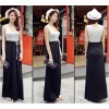 TE9531 Bowknot lacing waist color matching vest dress