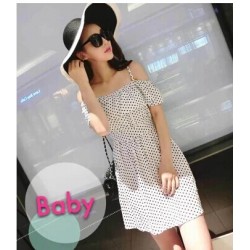 TE9598YBF Sexy tube top slim waist gallus flouncing dot dress