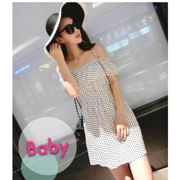 TE9598YBF Sexy tube top slim waist gallus flouncing dot dress