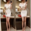 TE9756YBF Boat neck bowknot night club dress