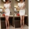 TE9756YBF Boat neck bowknot night club dress