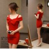 TE9756YBF Boat neck bowknot night club dress