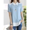 TE9823HES Korean fashion splicing lapel joker short sleeve shirt