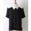 TE9823HES Korean fashion splicing lapel joker short sleeve shirt