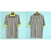 TE9825HES Korean fashion OL temperament checks chiffon shirt