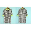 TE9825HES Korean fashion OL temperament checks chiffon shirt