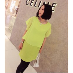 TE9835HES Two layers slit back irregular chiffon dress