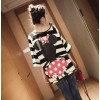 TE9898 Korean fashion cartoon print off shoulder stripes T-shirt