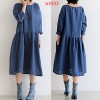 TEA1533 Vintage round neck loose casual long sleeve dress