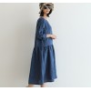 TEA1533 Vintage round neck loose casual long sleeve dress