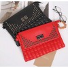 PBB8486 Fashion rivet sewing thread checks clutch bag