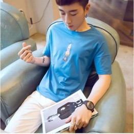 TE1629DYK Summer teenager simple casual rocket pattern t-shirt