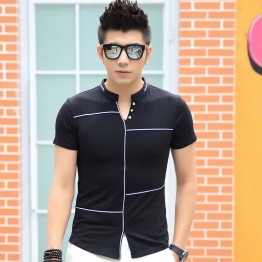 TE3708KDF Korean fashion mens stand collar t-shirt