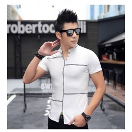 TE3708KDF Korean fashion mens stand collar t-shirt