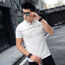 TE3712KDF Korean fashion mens close fitting stand collar t-shirt