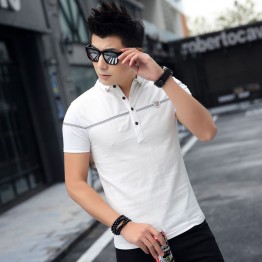 TE3712KDF Korean fashion mens close fitting stand collar t-shirt