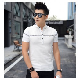 TE3712KDF Korean fashion mens close fitting stand collar t-shirt