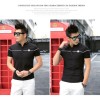 TE3712KDF Korean fashion mens close fitting stand collar t-shirt