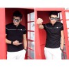 TE3712KDF Korean fashion mens close fitting stand collar t-shirt