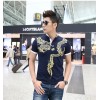 TE9117KDF Chinese style tattoo dragon pattern mens t-shirt