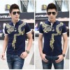 TE9117KDF Chinese style tattoo dragon pattern mens t-shirt