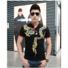 TE9117KDF Chinese style tattoo dragon pattern mens t-shirt