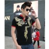TE9117KDF Chinese style tattoo dragon pattern mens t-shirt