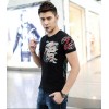 TE9120KDF Chinese style rhinestone dragon pattern mens t-shirt