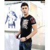 TE9120KDF Chinese style rhinestone dragon pattern mens t-shirt