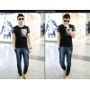 TE9120KDF Chinese style rhinestone dragon pattern mens t-shirt