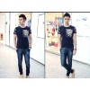 TE9120KDF Chinese style rhinestone dragon pattern mens t-shirt