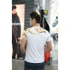 TE9121KDF Chinese style rhinestone dragon head pattern mens t-shirt