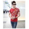 TE9123KDF Chinese style personality cyprinoid pattern mens t-shirt