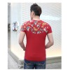 TE9123KDF Chinese style personality cyprinoid pattern mens t-shirt