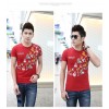 TE9123KDF Chinese style personality cyprinoid pattern mens t-shirt