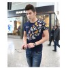 TE9123KDF Chinese style personality cyprinoid pattern mens t-shirt