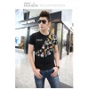 TE9123KDF Chinese style personality cyprinoid pattern mens t-shirt