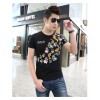 TE9123KDF Chinese style personality cyprinoid pattern mens t-shirt