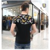 TE9123KDF Chinese style personality cyprinoid pattern mens t-shirt