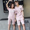 TED128SBL New style v neck lovers short sleeve tracksuit